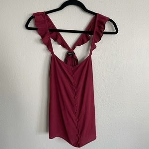 NWOT Maroon Ruffle Madewell Blouse